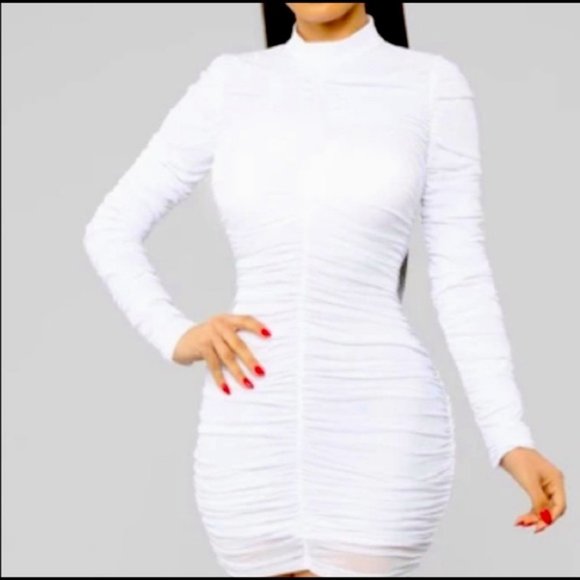 fashion nova paparazzi ruched dress Paparazzi Ruched Dress - White